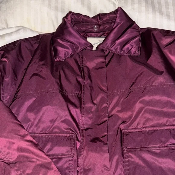 Satin Burgundy Bomber Jacket - Picture 2 of 9